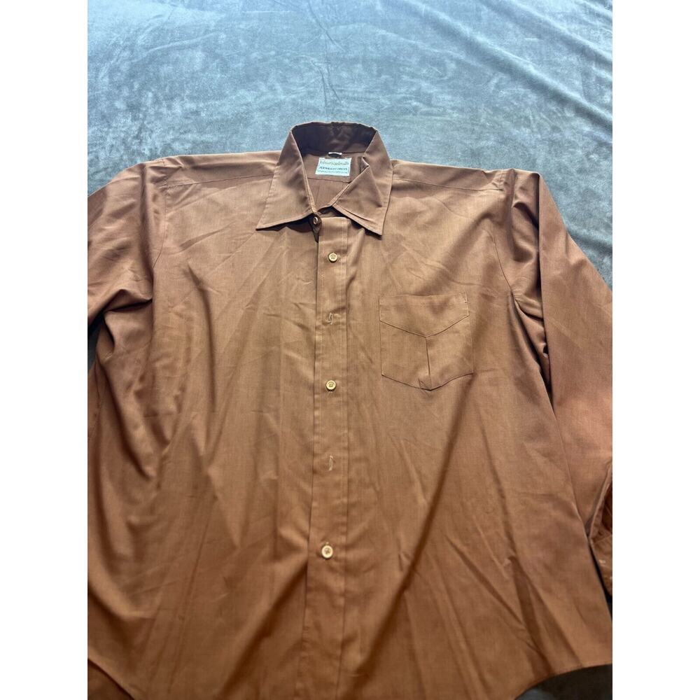 Vintage‎ Masterbuilt permanent Press Long Sleeve Brown Button Up 17-34